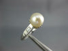 ESTATE .06CT DIAMOND & AAA SOUTH SEA PEARL PLATINUM 3D 3 STONE ENGAGEMENT RING