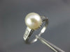 ESTATE .06CT DIAMOND & AAA SOUTH SEA PEARL PLATINUM 3D 3 STONE ENGAGEMENT RING