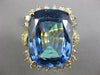EXTRA LARGE 7.25CT DIAMOND & AAA BLUE TOPAZ 18KT YELLLOW GOLD 3D COCKTAIL RING