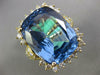 EXTRA LARGE 7.25CT DIAMOND & AAA BLUE TOPAZ 18KT YELLLOW GOLD 3D COCKTAIL RING