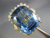 EXTRA LARGE 7.25CT DIAMOND & AAA BLUE TOPAZ 18KT YELLLOW GOLD 3D COCKTAIL RING