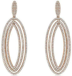 ESTATE LARGE 2.55CT DIAMOND 14KT ROSE GOLD 3D MULTI ROW FUN HANGING EARRINGS
