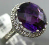LARGE 5.86CT DIAMOND & AAA AMETHYST 14K WHITE GOLD ROUND HALO FILIGREE FUN RING