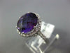 LARGE 5.86CT DIAMOND & AAA AMETHYST 14K WHITE GOLD ROUND HALO FILIGREE FUN RING
