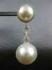 EXTRA LARGE 1.40CT DIAMOND & AAA SOUTH SEA PEARL 18K WHITE GOLD HANGING EARRINGS