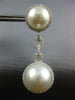 EXTRA LARGE 1.40CT DIAMOND & AAA SOUTH SEA PEARL 18K WHITE GOLD HANGING EARRINGS