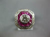 ESTATE 2.15CT DIAMOND & AAA RUBY 14KT WHITE GOLD 3D OCTAGON HALO ENGAGEMENT RING