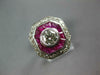 ESTATE 2.15CT DIAMOND & AAA RUBY 14KT WHITE GOLD 3D OCTAGON HALO ENGAGEMENT RING