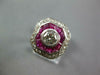 ESTATE 2.15CT DIAMOND & AAA RUBY 14KT WHITE GOLD 3D OCTAGON HALO ENGAGEMENT RING