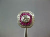 ESTATE 2.15CT DIAMOND & AAA RUBY 14KT WHITE GOLD 3D OCTAGON HALO ENGAGEMENT RING