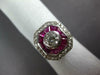 ESTATE 2.15CT DIAMOND & AAA RUBY 14KT WHITE GOLD 3D OCTAGON HALO ENGAGEMENT RING