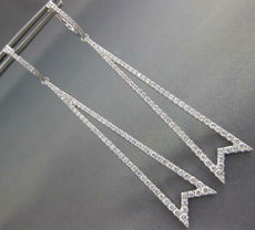 ESTATE LARGE 1.78CT DIAMOND 18K WHITE GOLD ELONGATED TRIANGULAR HANGING EARRINGS