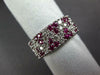 ESTATE WIDE 1.59CT DIAMOND & AAA RUBY 18KT WHITE GOLD MULTI ROW TRIANGULAR RING