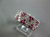 ESTATE WIDE 1.59CT DIAMOND & AAA RUBY 18KT WHITE GOLD MULTI ROW TRIANGULAR RING
