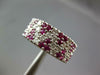 ESTATE WIDE 1.59CT DIAMOND & AAA RUBY 18KT WHITE GOLD MULTI ROW TRIANGULAR RING
