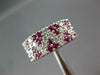ESTATE WIDE 1.59CT DIAMOND & AAA RUBY 18KT WHITE GOLD MULTI ROW TRIANGULAR RING