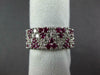 ESTATE WIDE 1.59CT DIAMOND & AAA RUBY 18KT WHITE GOLD MULTI ROW TRIANGULAR RING