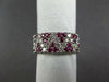 ESTATE WIDE 1.59CT DIAMOND & AAA RUBY 18KT WHITE GOLD MULTI ROW TRIANGULAR RING