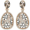 1.90CT DIAMOND 18KT ROSE & BLACK GOLD OPEN FILIGREE WEB CLIP ON HANGING EARRINGS