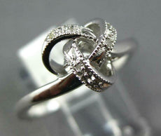 ESTATE .03CT DIAMOND 14KT WHITE GOLD 3D CLASSIC LOVE KNOT STAR FUN RING