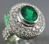 LARGE 5.60CT DIAMOND & AAA EMERALD 18KT WHITE GOLD 3D OVAL HALO ENGAGEMENT RING