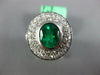 LARGE 5.60CT DIAMOND & AAA EMERALD 18KT WHITE GOLD 3D OVAL HALO ENGAGEMENT RING