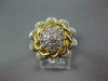 ESTATE LARGE .25CT DIAMOND 14KT 2 TONE GOLD 3D FLOWER FILIGREE CLUSTER LOVE RING