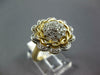 ESTATE LARGE .25CT DIAMOND 14KT 2 TONE GOLD 3D FLOWER FILIGREE CLUSTER LOVE RING