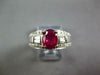 WIDE 2.0CT DIAMOND & RUBY 14KT WHITE GOLD OVAL ROUND & BAGUETTE ENGAGEMENT RING