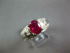 WIDE 2.0CT DIAMOND & RUBY 14KT WHITE GOLD OVAL ROUND & BAGUETTE ENGAGEMENT RING