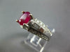 WIDE 2.0CT DIAMOND & RUBY 14KT WHITE GOLD OVAL ROUND & BAGUETTE ENGAGEMENT RING