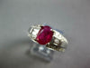 WIDE 2.0CT DIAMOND & RUBY 14KT WHITE GOLD OVAL ROUND & BAGUETTE ENGAGEMENT RING