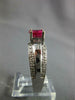 WIDE 2.0CT DIAMOND & RUBY 14KT WHITE GOLD OVAL ROUND & BAGUETTE ENGAGEMENT RING