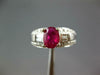 WIDE 2.0CT DIAMOND & RUBY 14KT WHITE GOLD OVAL ROUND & BAGUETTE ENGAGEMENT RING