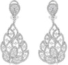 EXTRA LARGE 4.50CT DIAMOND 18K WHITE GOLD 3D MULTI LEAF CLIP ON HANGING EARRINGS