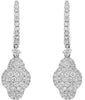 .85CT DIAMOND 14K WHITE GOLD 3D FOUR LEAF CLOVER CLUSTER FLOWER HANGING EARRINGS