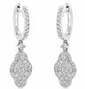 .85CT DIAMOND 14K WHITE GOLD 3D FOUR LEAF CLOVER CLUSTER FLOWER HANGING EARRINGS