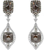EXTRA LARGE 18.57CT WHITE & MOCHA DIAMOND 18KT WHITE GOLD LEAF HANGING EARRINGS