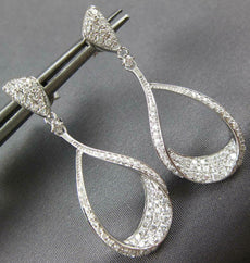 ESTATE 1.09CT DIAMOND 18KT WHITE GOLD 3D INSIDE OUT TEAR DROP HANGING EARRINGS
