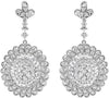 LARGE 2.15CT DIAMOND 18KT WHITE GOLD 3D CLUSTER FILIGREE FLOWER HANGING EARRINGS