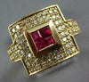 WIDE 1.20CT DIAMOND & AAA RUBY 18KT YELLOW GOLD ROUND & PRINCESS INVISIBLE RING