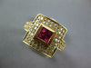 WIDE 1.20CT DIAMOND & AAA RUBY 18KT YELLOW GOLD ROUND & PRINCESS INVISIBLE RING