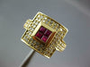 WIDE 1.20CT DIAMOND & AAA RUBY 18KT YELLOW GOLD ROUND & PRINCESS INVISIBLE RING