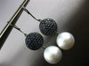 LARGE 3.60CT AAA SAPPHIRE & SOUTH SEA PEARL 18KT BLACK GOLD 3D HANGING EARRINGS