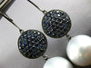 LARGE 3.60CT AAA SAPPHIRE & SOUTH SEA PEARL 18KT BLACK GOLD 3D HANGING EARRINGS