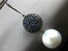 LARGE 3.60CT AAA SAPPHIRE & SOUTH SEA PEARL 18KT BLACK GOLD 3D HANGING EARRINGS