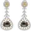 LARGE 11.22CT WHITE & MOCHA DIAMOND 18KT WHITE & ROSE GOLD 3D HANGING EARRINGS