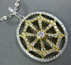 ESTATE .87CT DIAMOND 18KT 2 TONE GOLD OPEN FILIGREE WEB SOLITAIRE OVAL PENDANT