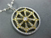 ESTATE .87CT DIAMOND 18KT 2 TONE GOLD OPEN FILIGREE WEB SOLITAIRE OVAL PENDANT