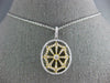 ESTATE .87CT DIAMOND 18KT 2 TONE GOLD OPEN FILIGREE WEB SOLITAIRE OVAL PENDANT